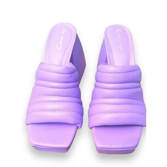 Circus By Sam Edelman Lilac Purple Marlie Women's Chunky Heel Sandals Size 6.5 - Picture 3 of 7